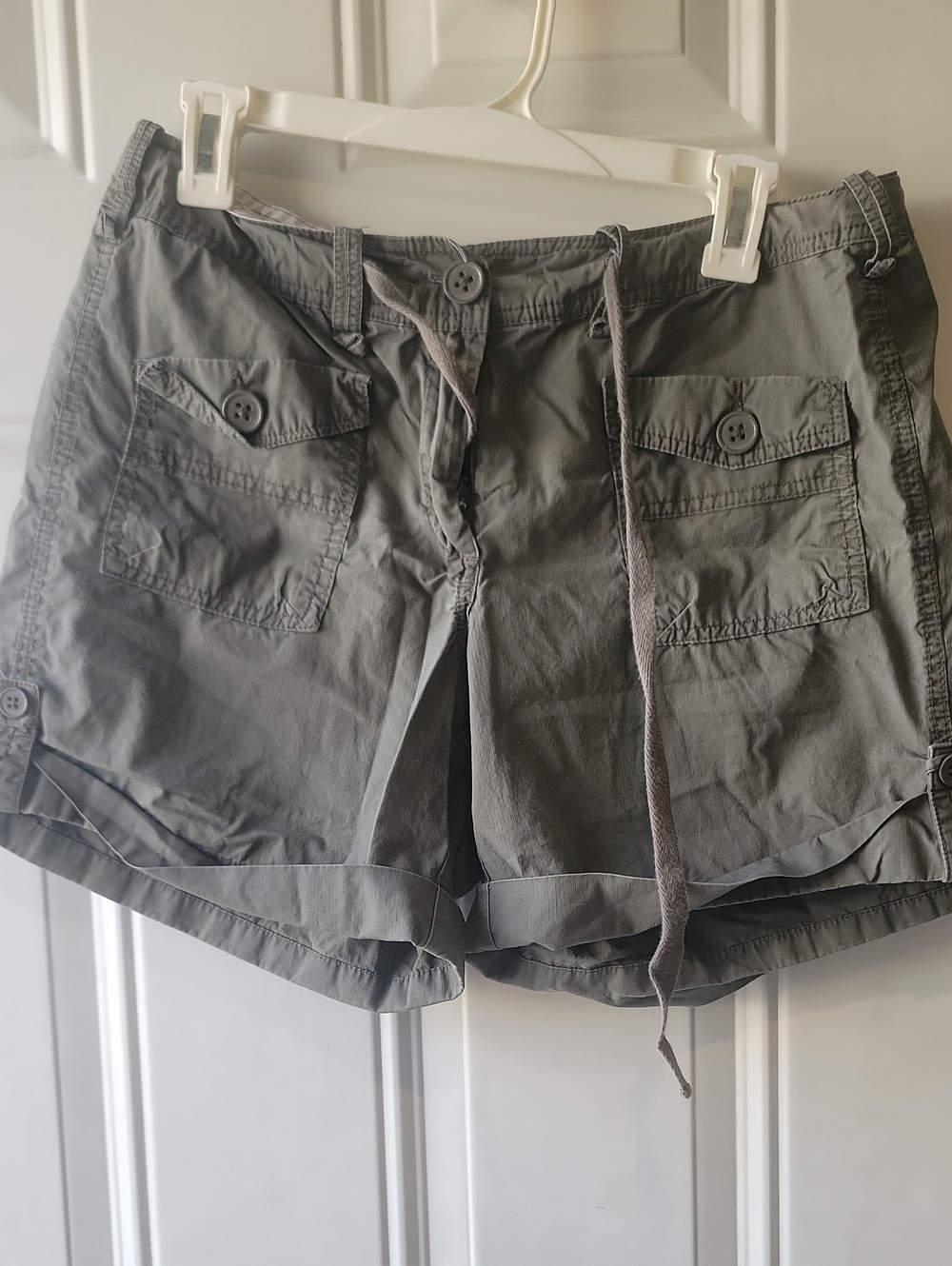 Will Smith Women's Casual Cargo Shorts - Olive Gray Sz 8 100% Cotton